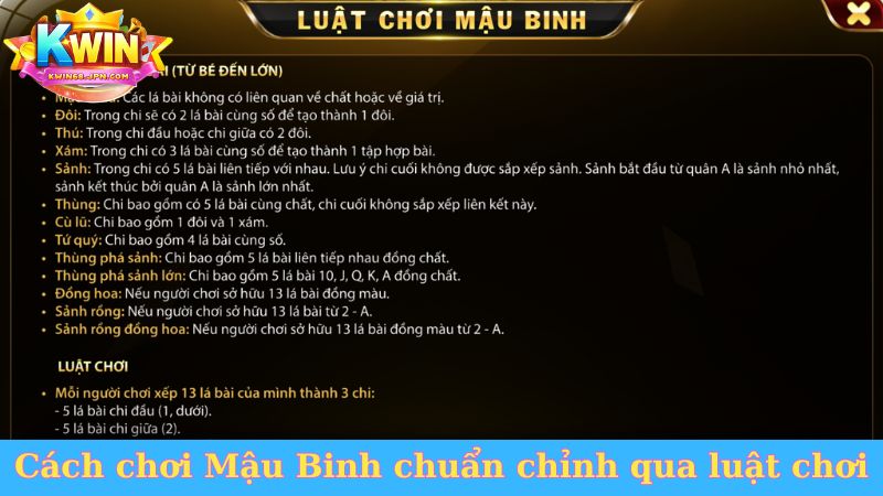 Cách chơi Mậu Binh chuẩn chỉnh qua luật chơi